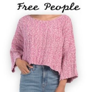 FREE PEOPLE OFF THE SHOULDER CREAM COLOR SWEATER M CROP TOP NWOT
